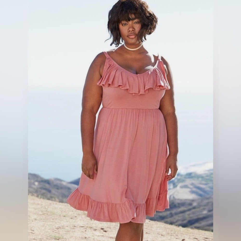 Torrid Dusty Rose Ruffle Tank Skater Dress, size 00x